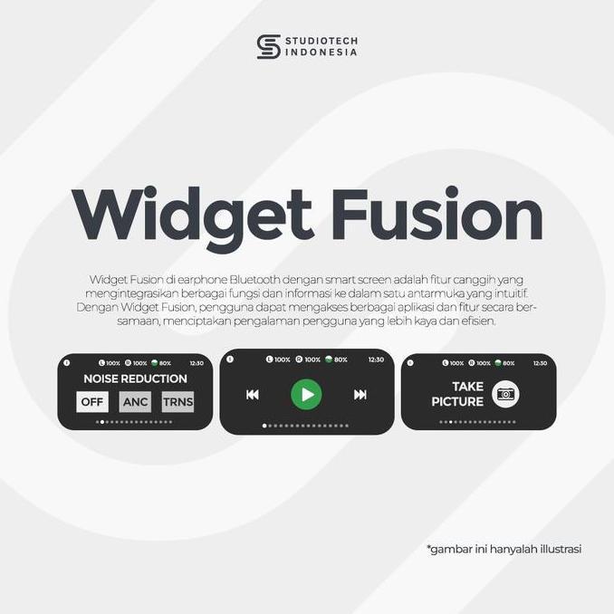 DF115 - StudioTech Pro 3 BLACK EDITION Smart Screen ANC TWS Earphone Headset Bluetooth V5.4 Bass den