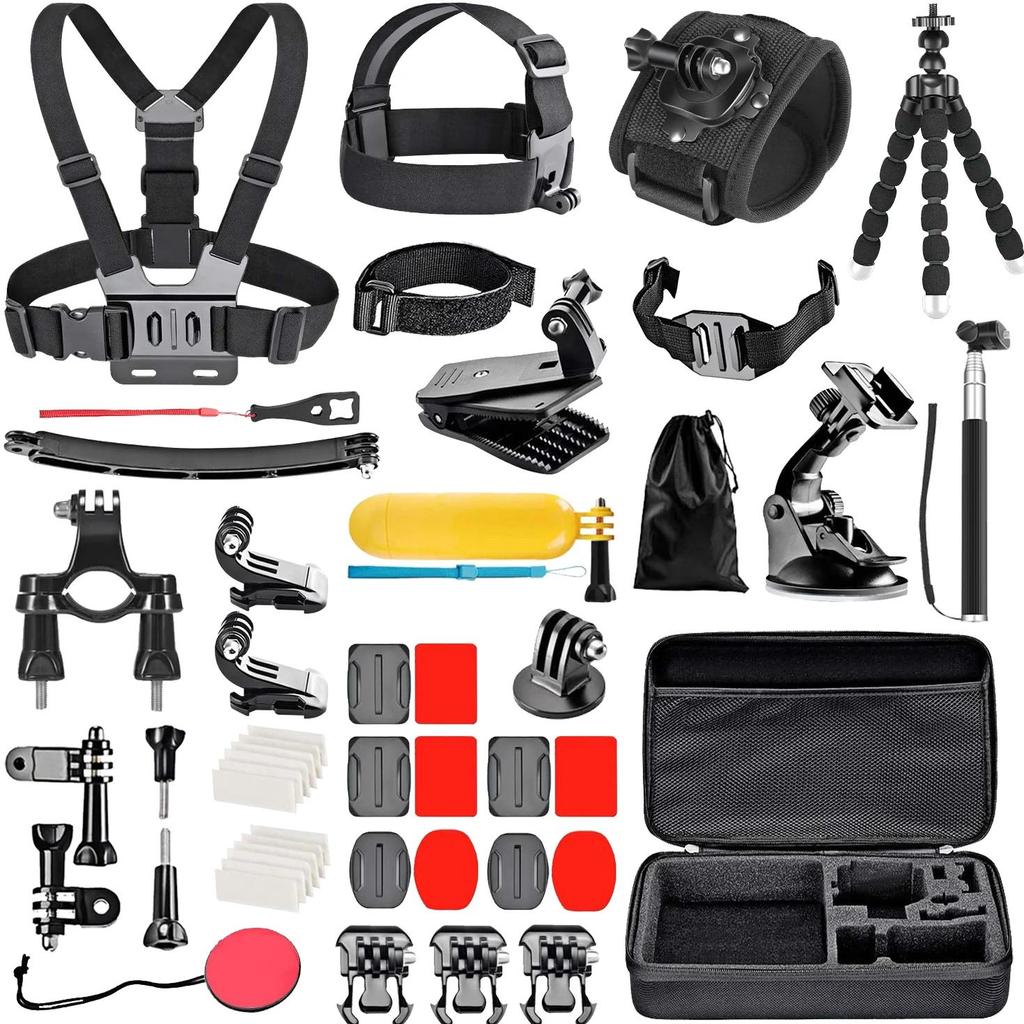 Pro 50-in-1 Adventure Kit for GoPro 13/12/11, DJI Action 5/4, Insta360 Ace - 360 Bike/Helmet/Chest M