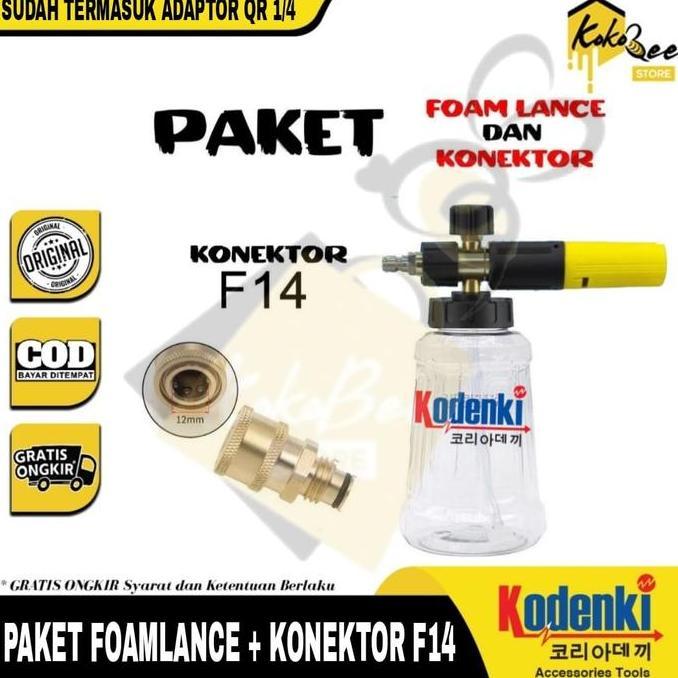 Paket Botol Salju Foam Lance Jet Cleaner Dan Connector High Preasure Foamlance Quick Release 1/4 Inc