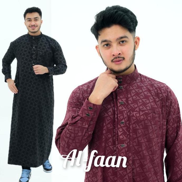 Jubah Pria Muslim Gamis Pria Emboss Jubah Pria Muslim Jubah Gamis alfaan model alharamain al noor Em