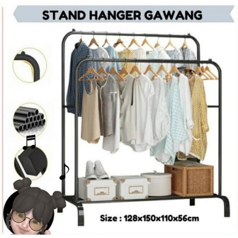 N5 Rak mulig Gantungan Baju Double Stand Hanger gantungan Besi Pakaian