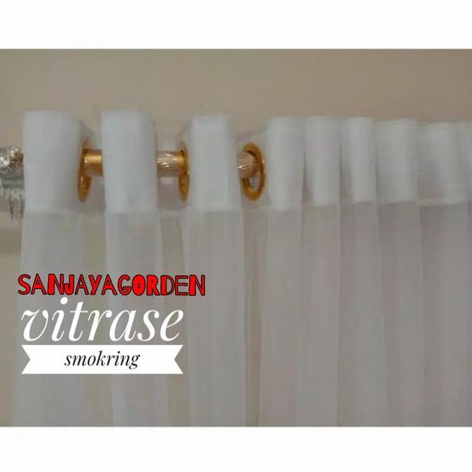 Lengkap- Tirai Gorden Vitrase Polos Hordeng Foil Bolong Atas Lubang Smokring