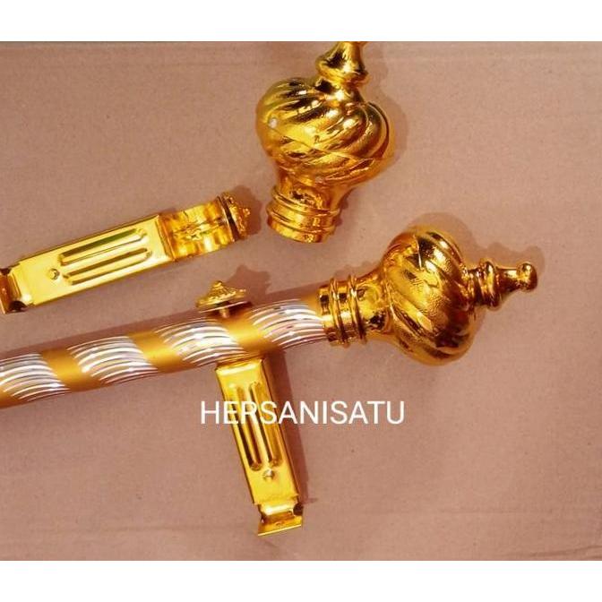 Lengkap- Besi Gorden 1 Meter Full Set Batang Hordeng Pintu Jendela Kayu Dipasang Di Dinding Kamar Ti