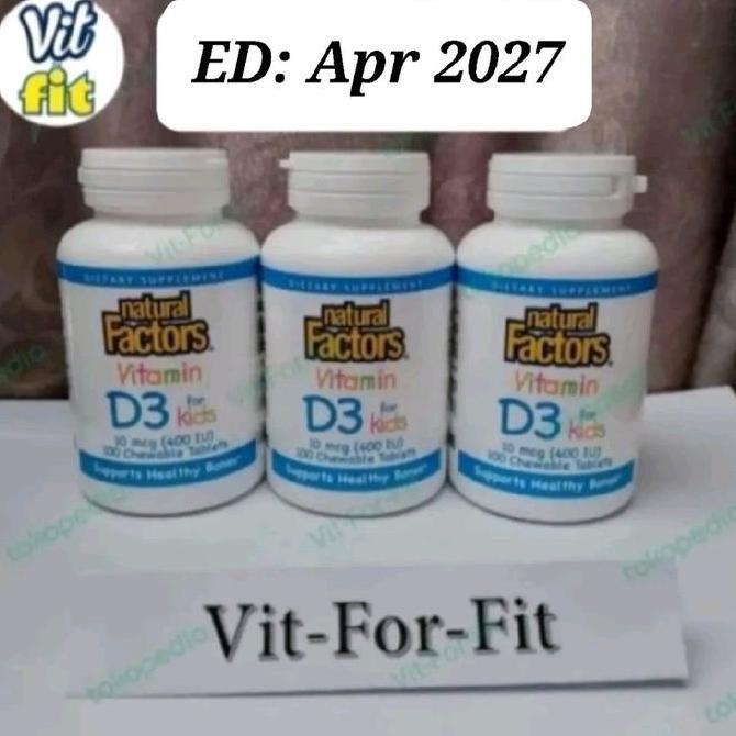 Natural Factors D3 400 iu kids - 100 chewable tabs || 400iu anak