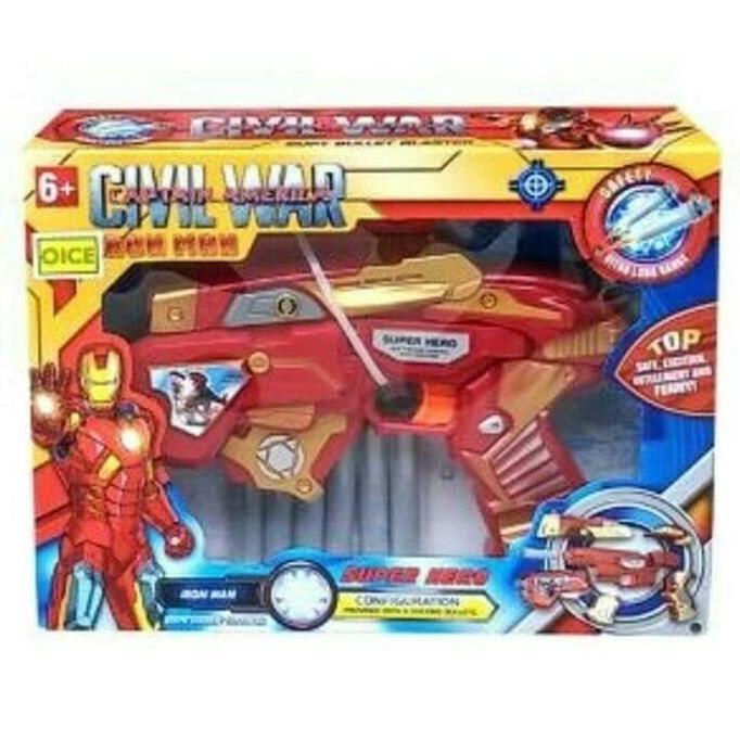 Ironman Nerf Soft Blaster Gun Pistol Senapan Peluru Mainan Anak