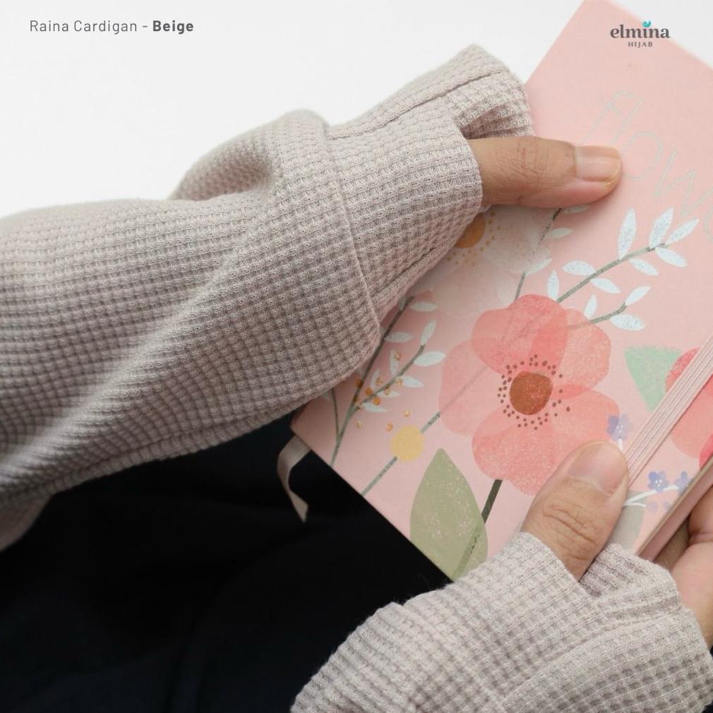 Tahan Lama Elmina Raina Cardigan Outer Rajut Long Terbaru 2025 Simple Minimalis Putih Broken White B