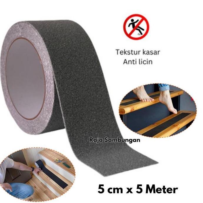 Laan Anti Slip 5 cm x 5 Meter Hitam Step nosing Safety Walk Ujung Pinggir Sudut Tangga Lantai Ubin K