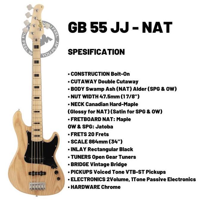 Murah Bass Elektrik Cort GB 24 55 75 JJ Series Original Non COD