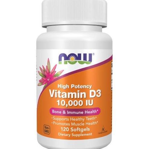 Now Foods Vitamin D3, 10000IU Highest Potency - 120 Softgels-Original 100% Asli