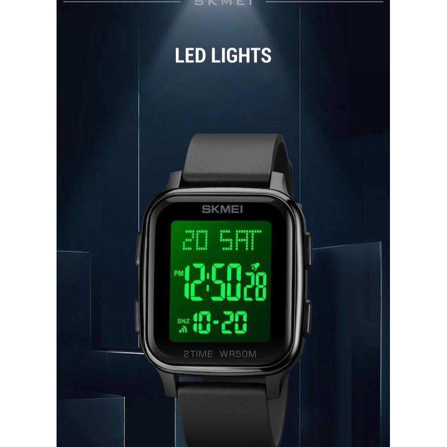 Wgwg- Jam Tangan Pria Skmei Digital 1858 Men Rubber Jam Tangan Led Skmei Kaca Watches