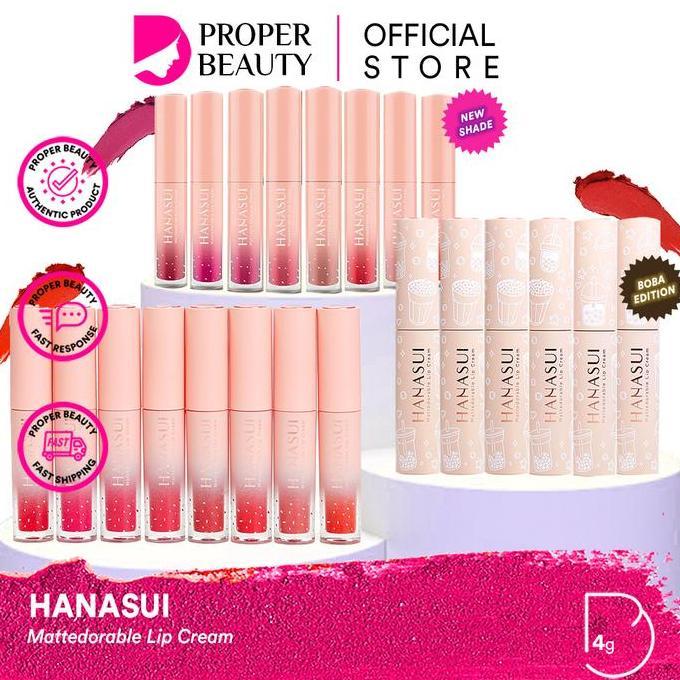Bytlip- Hanasui Mattedorable Lip Cream Indonesia / Boba Gentle Cleanser Toner Serum Day Night Cream 