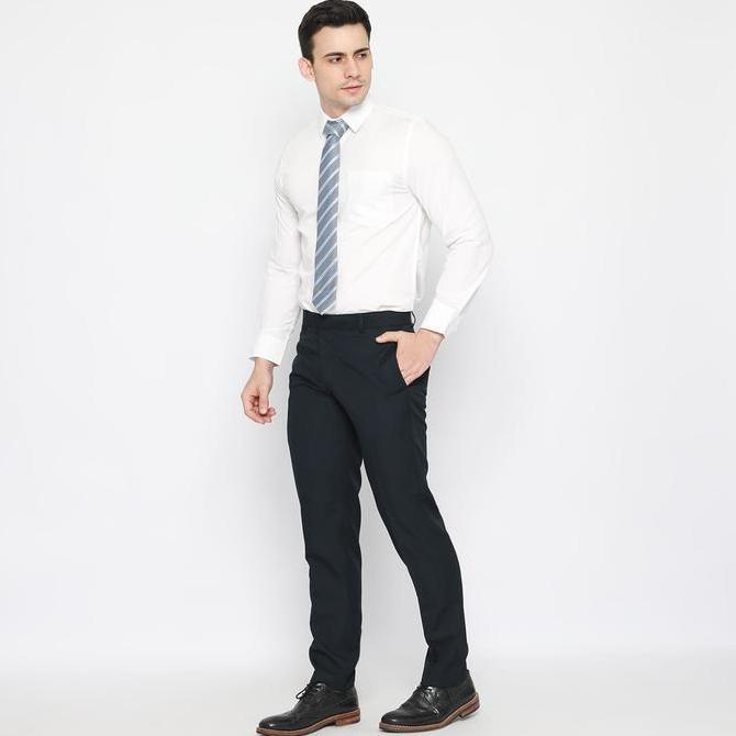 Murah Code Male Celana Bahan Premium Formal Wooltouch Navy Blue Greatslimfit