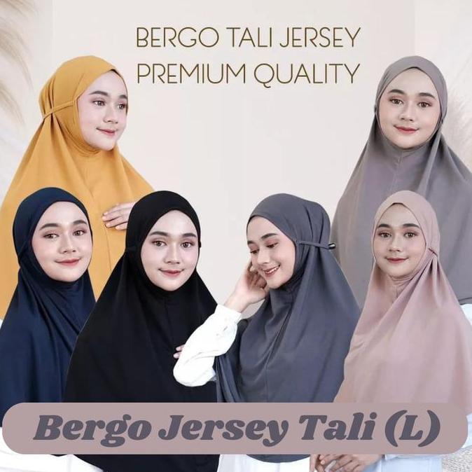 Dieocrd- Hijab Bergo Jersey Tali Size LJilbab Instan Tali L Jersey