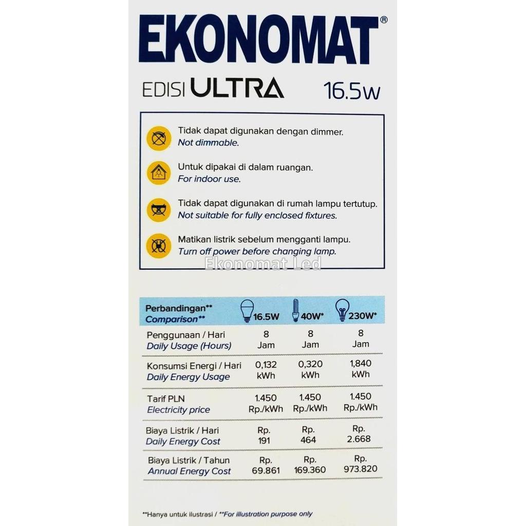 (Allthebest) Lampu LED Ekonomat ULTRA 2310 Lm 16,5W 5000K Warna Matahari Bohlam