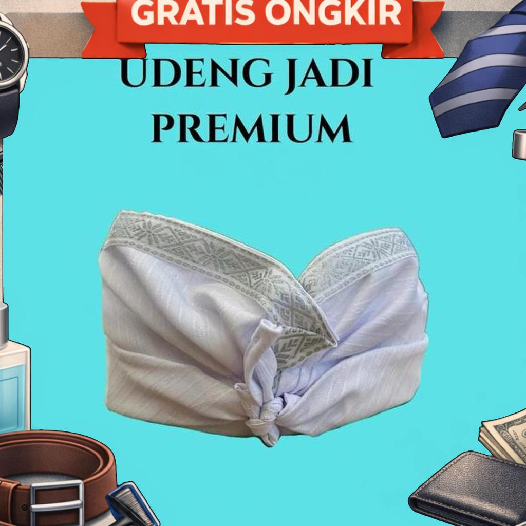 Set Udeng Jadi Premium & Saput Setengah Jadi Putih Pria