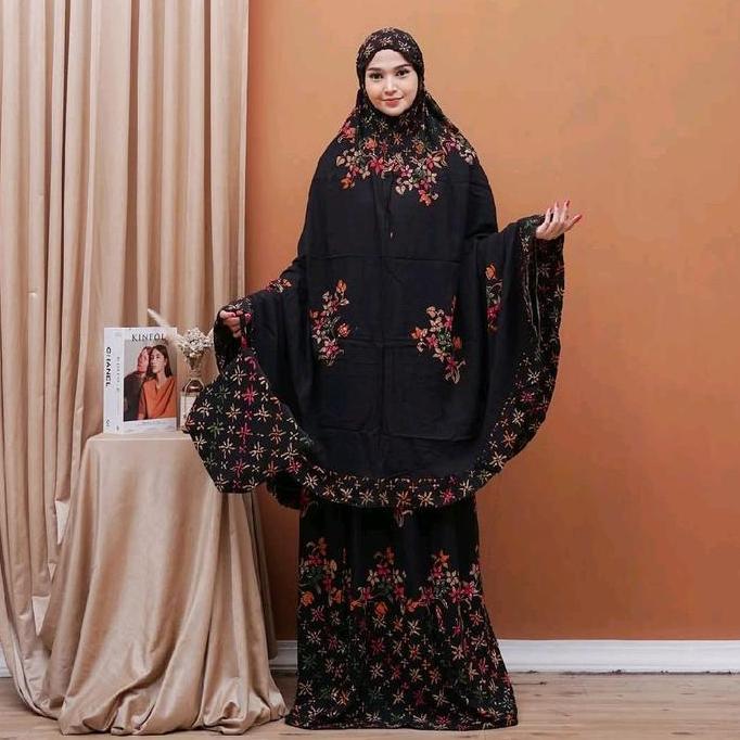Otwkirim- Mukenah Batik Jumbo Atas Bawah Cap Pekalongan Cantik Panjang Rayon Muslim Motif - Dewasa W