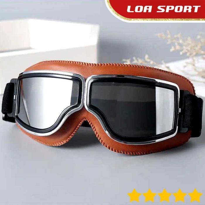 Kacamata Motor Lipat Vintage Aviator Style Anti UV Ride Safety Goggles