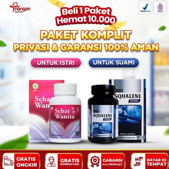 Healtiwi- Paket Promil Program Hamil Vitamin Kesuburan Pria Wanita Bio Squalene Sehat Wanita