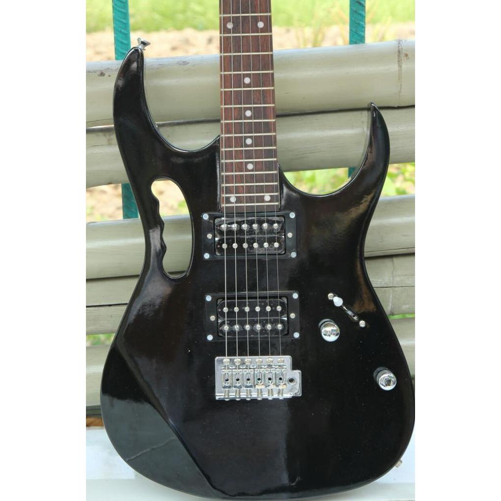 Gongging- Gitar Listrik Ibanez Jem Hitam Bonus Tas Gitar , Handle , Kabel Jak