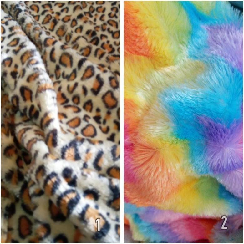 Kain bulu rasfur 10mm motif cheetah pelangi loreng zebra jerapah sapi hewan