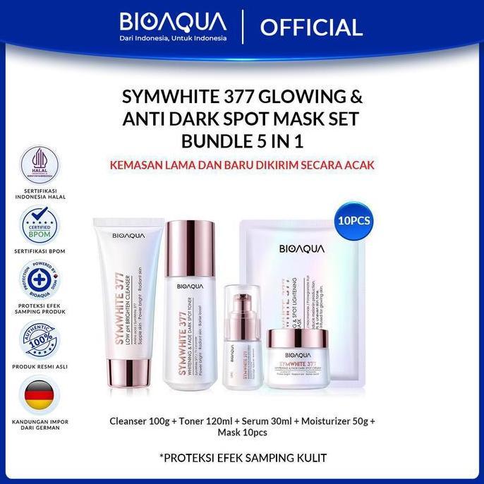 Cod,Bisa- Buy Skincare 5In1 BundleBioaqua 5 In 1 Bundle Paket: Face Wash +Toner+Serum+Moisturizer+Su