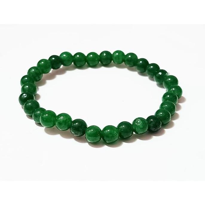 Goldsand- Vee Gelang Batu Giok Hijau Bola Dim 6Mm - Gelang Pria Wanita Terapi