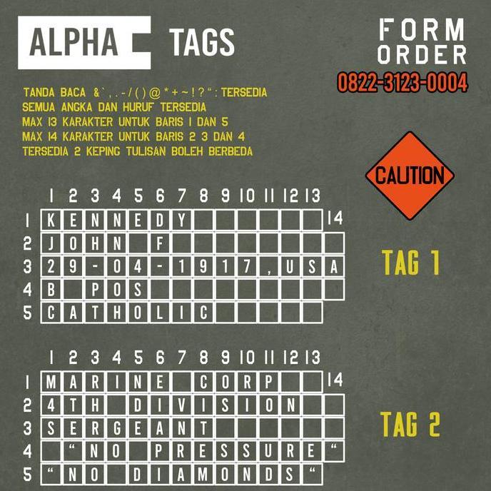 Goldsand- Custom Military Dog Tag / Kalung Pria Militer / Us Standards Dogtags