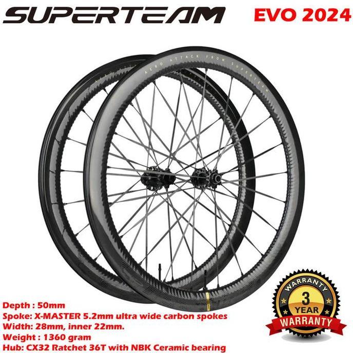 Superteam Wheelset EVO Aero Attack Carbon Spoke Ratchet Ceramic