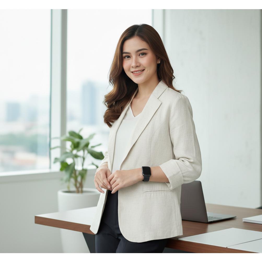 ORIGINAL BLAZER LINEN WANITA KOREAN STYLE | BLAZER SANTAI CASUAL ELEGAN LENGAN PANJANG