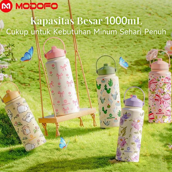 Ofo Tumbler Stainless 1Ml Aesthetic Dengan Sedotan Tahan Panas Dingin 24 Jam Motif Bunga Bpafree Iso