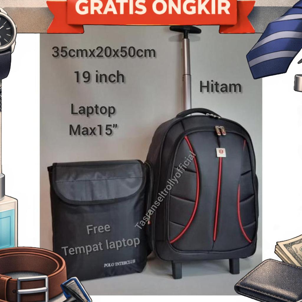 Tas Ransel Troly Laptop 19" Polo Interclub 100% Ori Sekolah