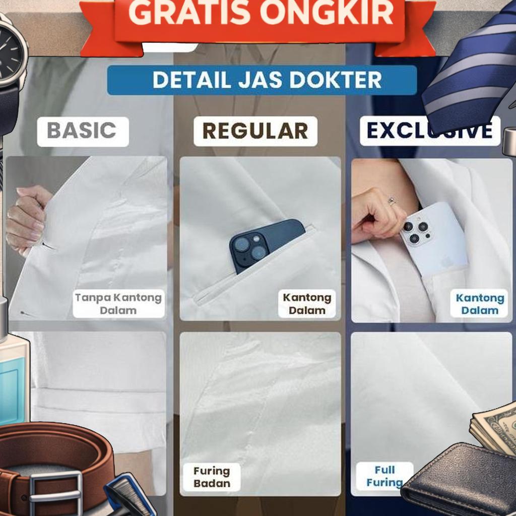 Jas Dokter Premium Lengan Pendek /Jas Dokter Snelli Lengan Pendek / Jas Dokter Snelli Pria/ Jas Dokt