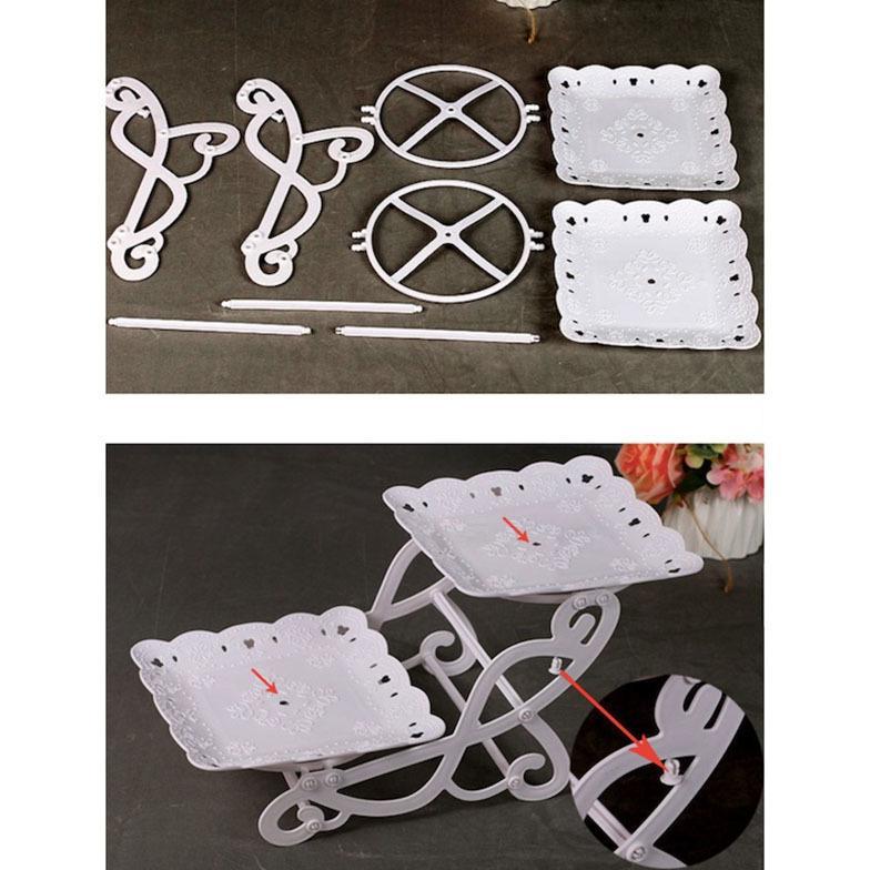 Terbaru Carat Rak Makanan Putih Gold Aesthetic/Piring Buah 2 Susun Piring Kue Snack Permen Buah Bent