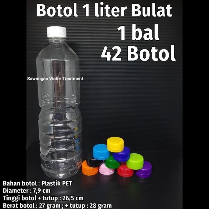 Botol 1 liter plastik Bulat / Botol 1000 ml Bulat GOJEK GRAB only