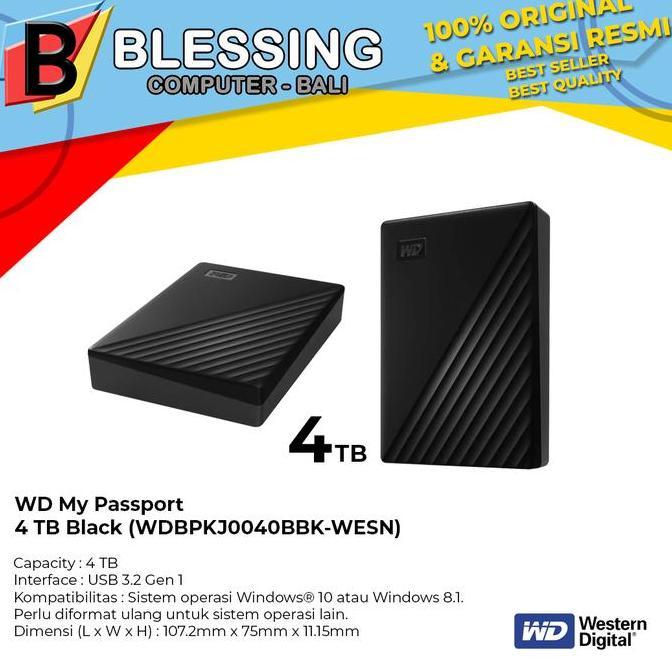 Hardisk External 4TB / Hardisk External WD 4TB My Passport (Black)