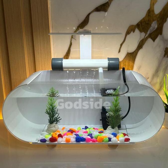 AKUARIUM MINI FULL SET AIR TERJUN UKURAN MINI 30x11,5x12cm Akrilik Aquascape Full Set Paludarium den