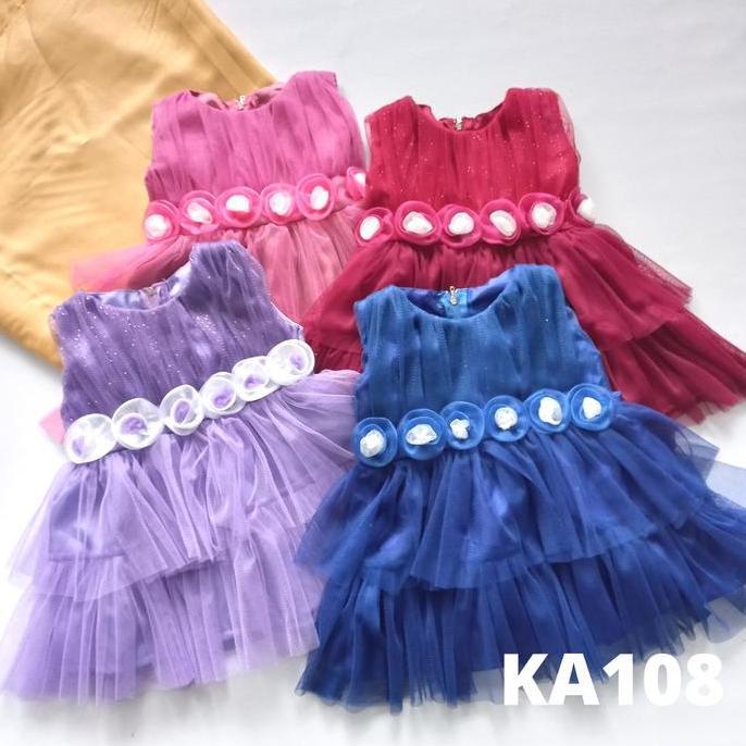 Promo Baju Bayi Perempuan Gaun Balita Dress 6 12 bulan Dress Pesta Ulang Tahun Warna Ungu Marun Pink