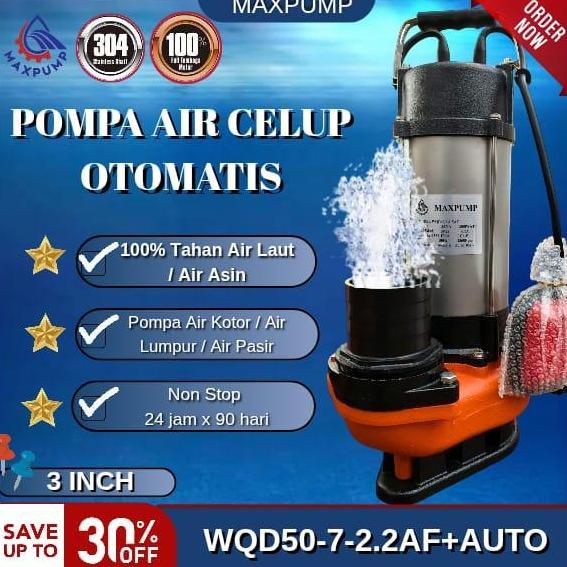 Maxpump Pompa Celup Air Kotor Otomatis Output 4 Inch Mesin Pompa Air Submersible Pompa Limbah Air Ko