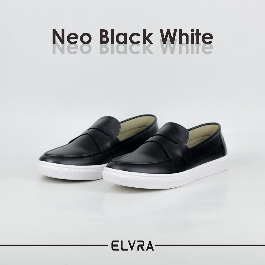 ELVRA Footwear - Sepatu Pria Loafer Casual - Neo Black White