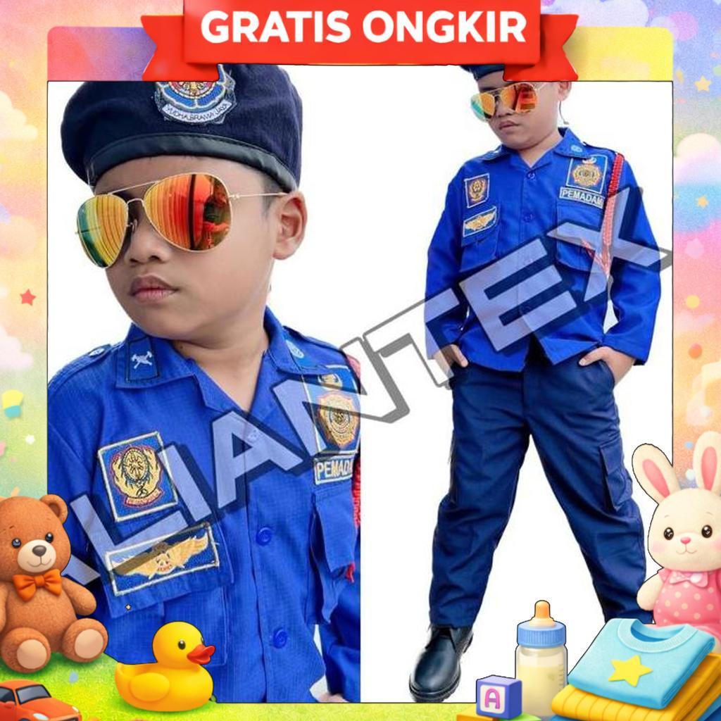 Aliantex Baju Damkar Pdl Anak Profesi Karakter Unisex Bahan Ripstock Tr Asli Lengkap Dengan Talikur 