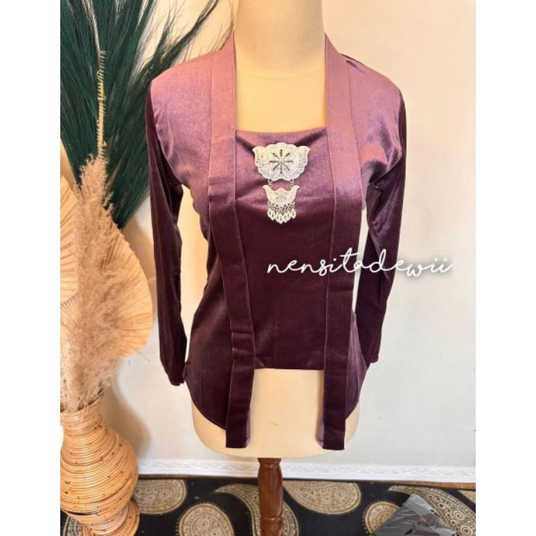 Discount Kebaya Bludru Kutubaru - Warna Ungu Taro