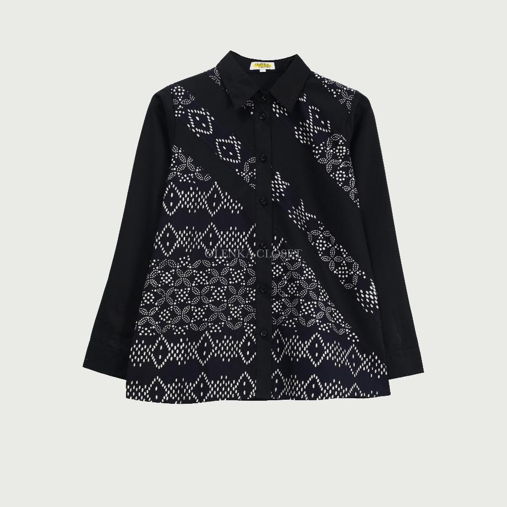 Disc Atasan Batik 154 Hitam Baju Blus Blouse Kerja Wanita Modern