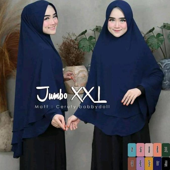Thebest- (COD) Hijab Haji dan Umroh KHIMAR INSTAN JUMBO SYAR'I 2 LAYER POLOS Hijab Instan Kekinian J
