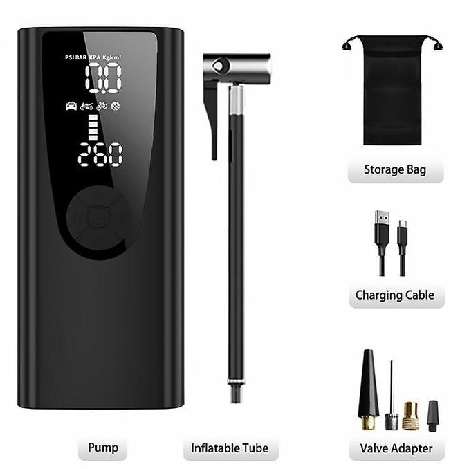 Pompa Ban Mobil Dan Motor Electric Portable -10000Mah Dengan Port Pengisian Usb Powerbank, Inflator 