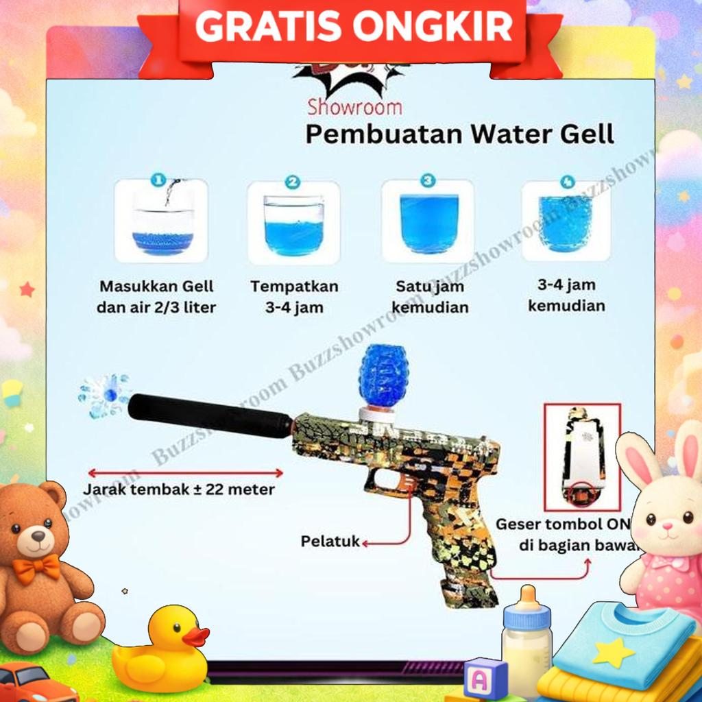 Mainan Tembakan Anak Wgg Glock P18C Water Gel Blaster Watergel