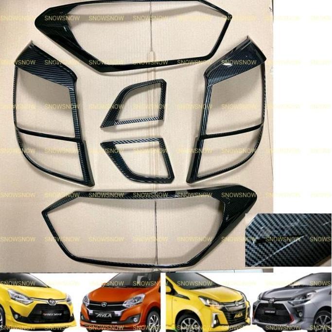 Promo Paket Garnish Lampu Depan Belakang Agya Ayla 2017 2020 2022 Up Carbon Glossy Diskon
