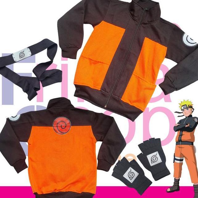 Naruto Shippuden Mlpaket Kostum Anak Jaket Sarung Tangan Headband