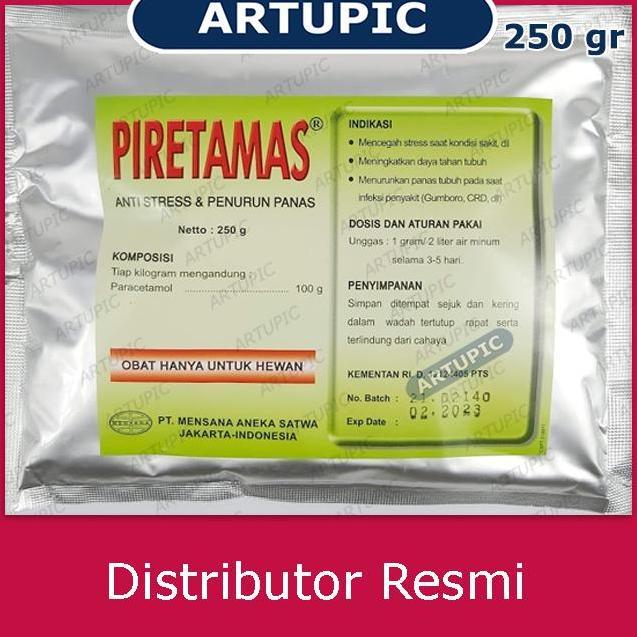 Piretamas 250 gram Paracetamol Penurun Panas Unggas Ayam Vitamin C