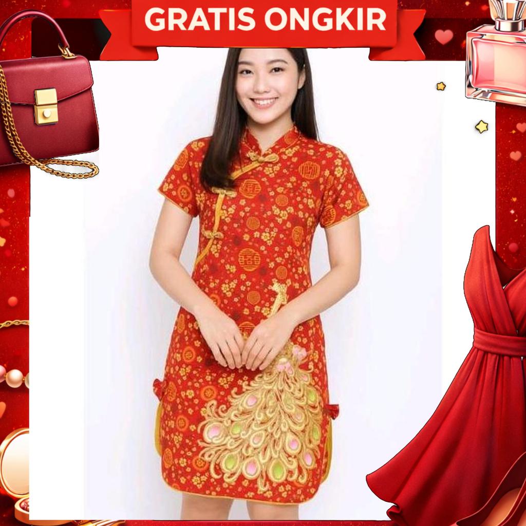 Dress Cheongsam / Qipao  Imlek Wanita Dewasa Katun