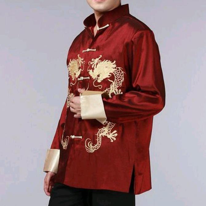 CNY SALE Atasan Cheongsam Pria Tang Suit Furing Bordir